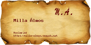 Milla Álmos névjegykártya